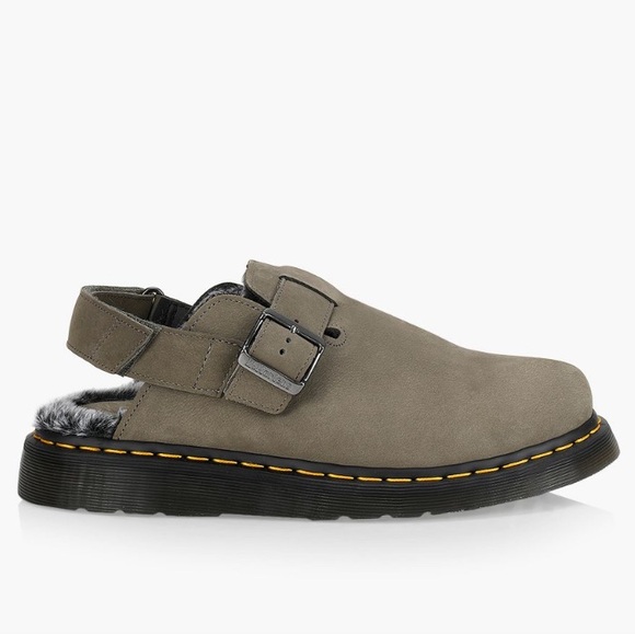Dr. Martens Other - ✨Sold✨Dr. Martens Jorge ll Fur Line Khaki Mule Clog Tumbled Leather Mens Size 10